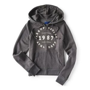 Y2K Aeropostale full zip Hoodie Women's L Gray Preppy Twilight Bella Swan logo
